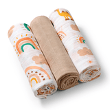Hovedbilde Babyono | Muslin Kluter | 3 stk | 70x70cm | Regnbue