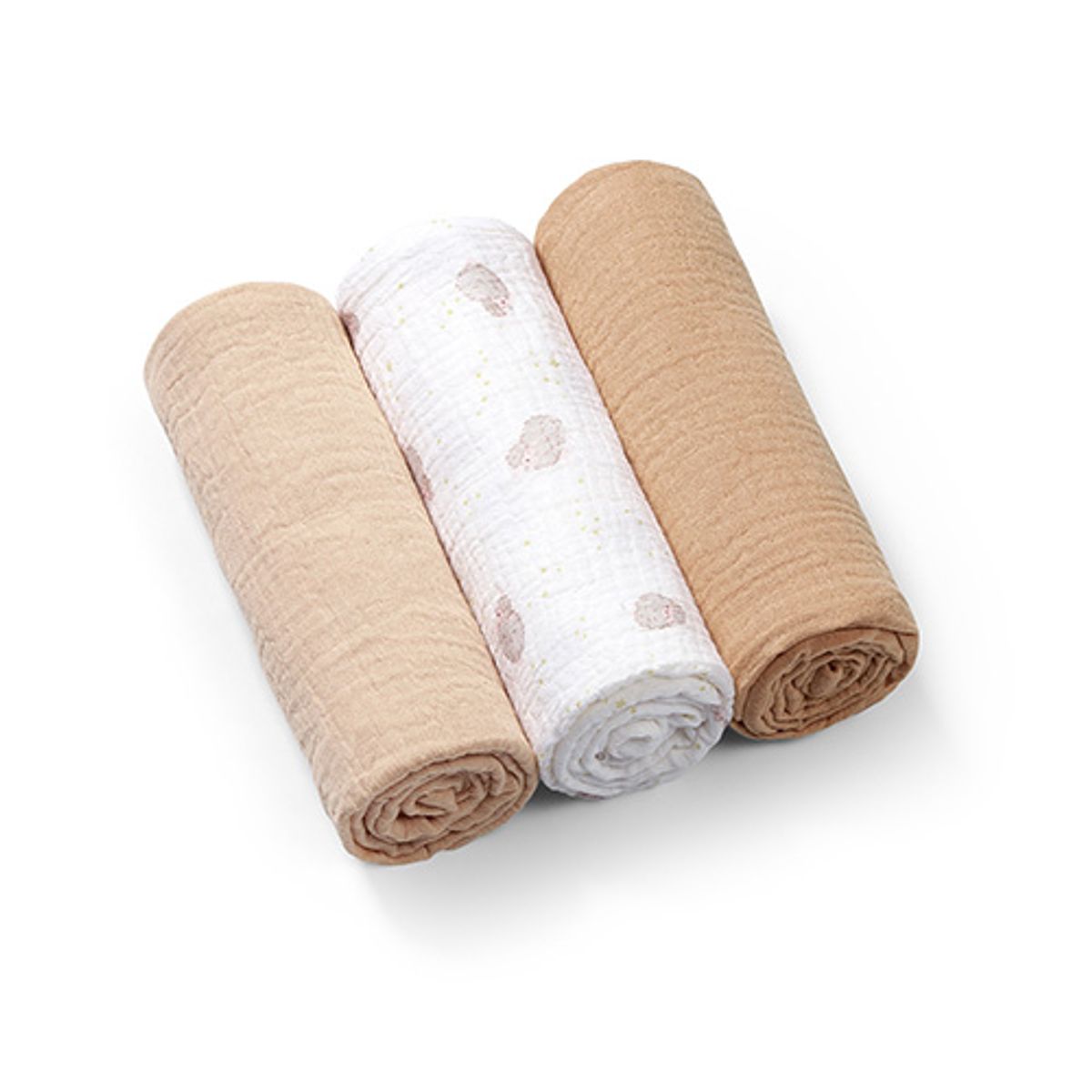 Babyono | Muslinkluter baby – ekstra myke 3pk | Beige