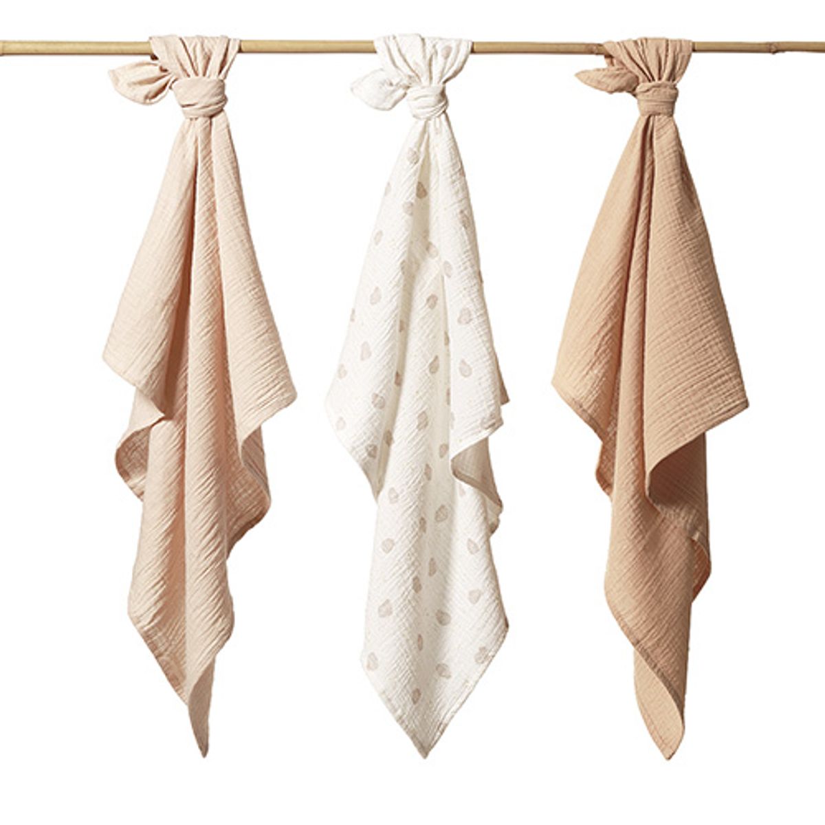 Babyono | Muslinkluter baby – ekstra myke 3pk | Beige