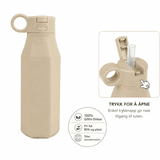 Hovedbilde Troller Kids| Silikonflaske m/sugerør | Beige