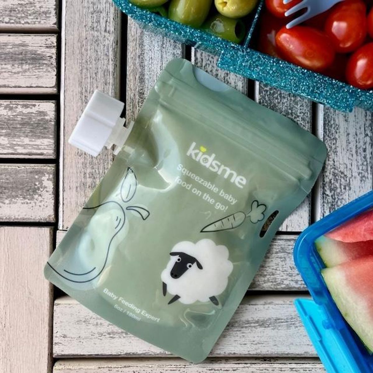 Kidsme | Gjenbrukbare smoothieposer | 8 pk | Green