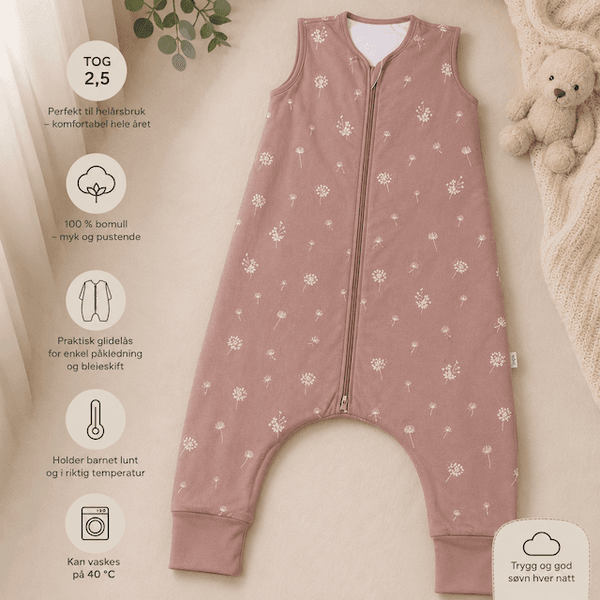 Hovedbilde Fillikid | Helårs nattpose med ben | Str. 80 | Dandelion Pink