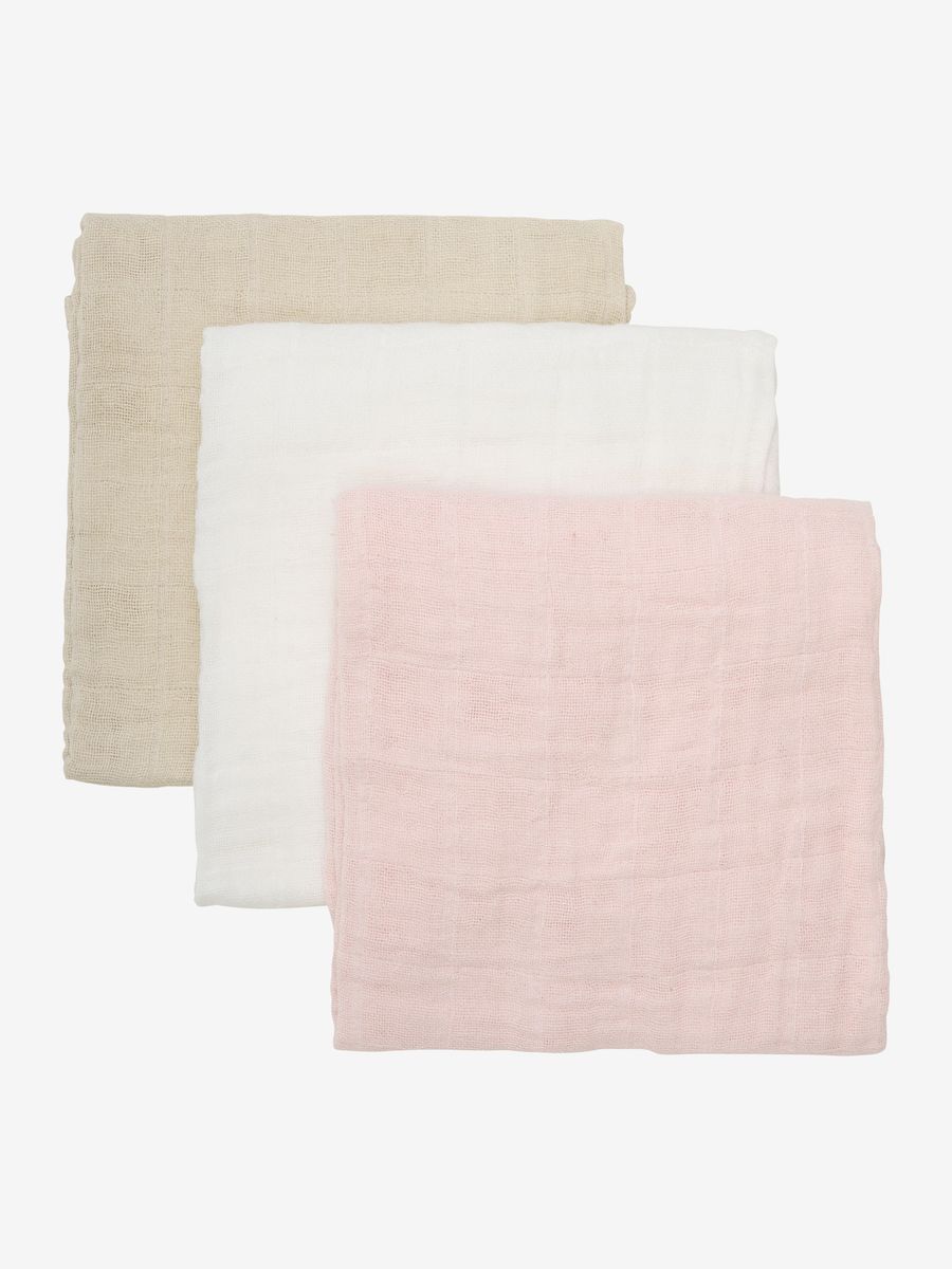 Pippi | Ensfargede muslinkluter 3-pk | Veiled Rose