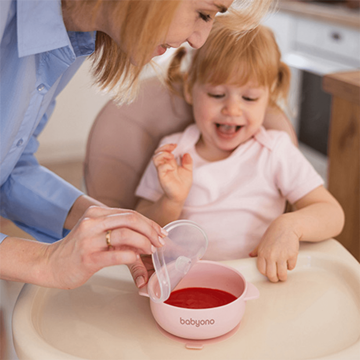 Babyono | Silikon tallerken med sugekopp og lokk | Pink