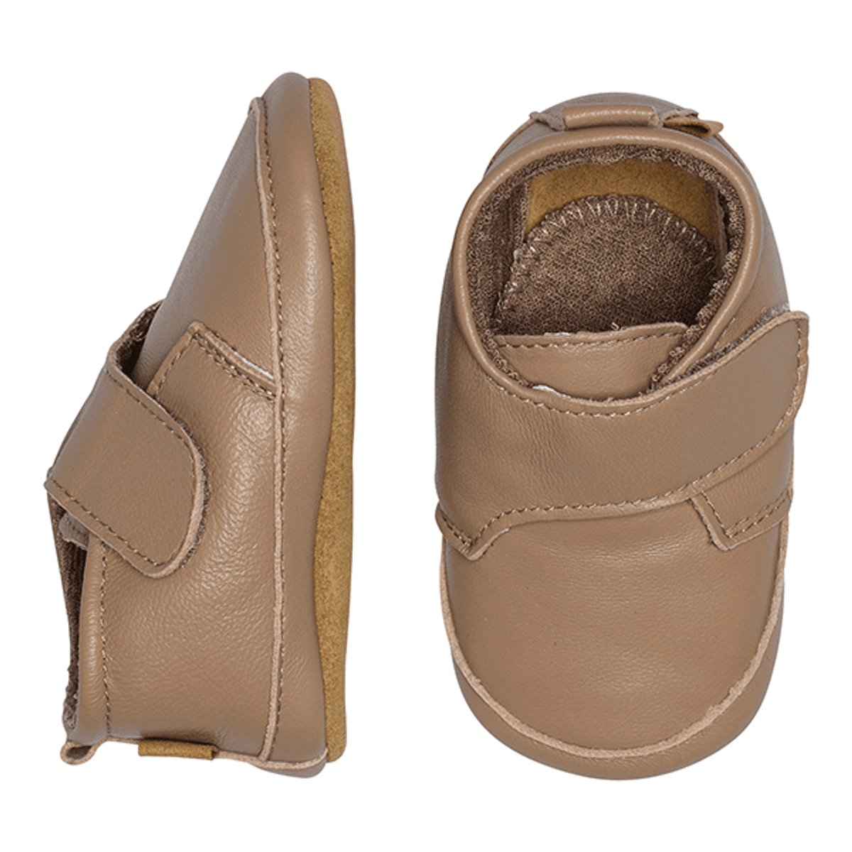 Melton | Skinntøfler m/borrelås | Desert taupe