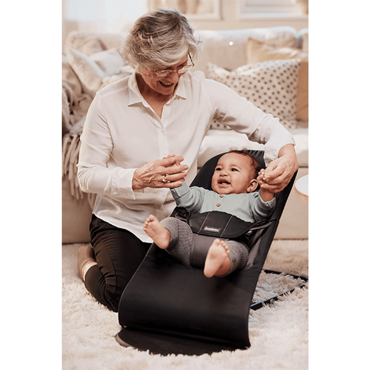 Babybjørn | Vippestol Balance Soft | Vevd | Sort / Mørkegrå