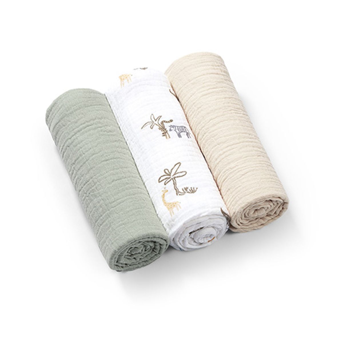 Babyono | Muslinkluter baby – ekstra myke 3pk| Grønn
