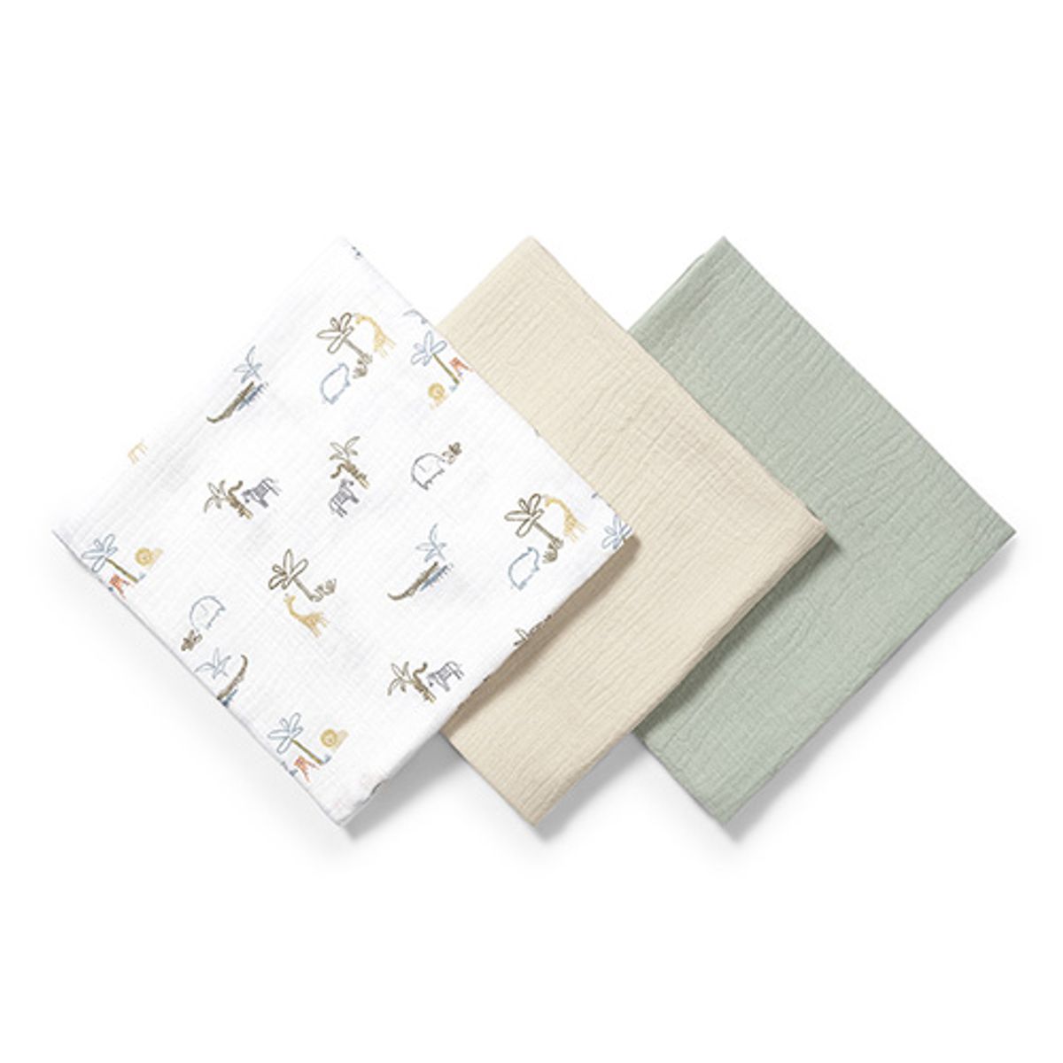 Babyono | Muslinkluter baby – ekstra myke 3pk| Grønn