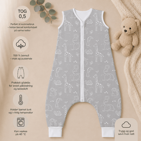 Hovedbilde Fillikid | Sommer Nattpose med Ben | 92cm Safari Grey